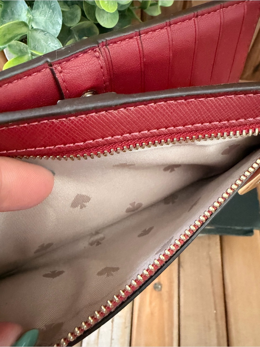 Kate Spade in Red Saffiano Leather Bifold Wallet - Picture 6 of 11